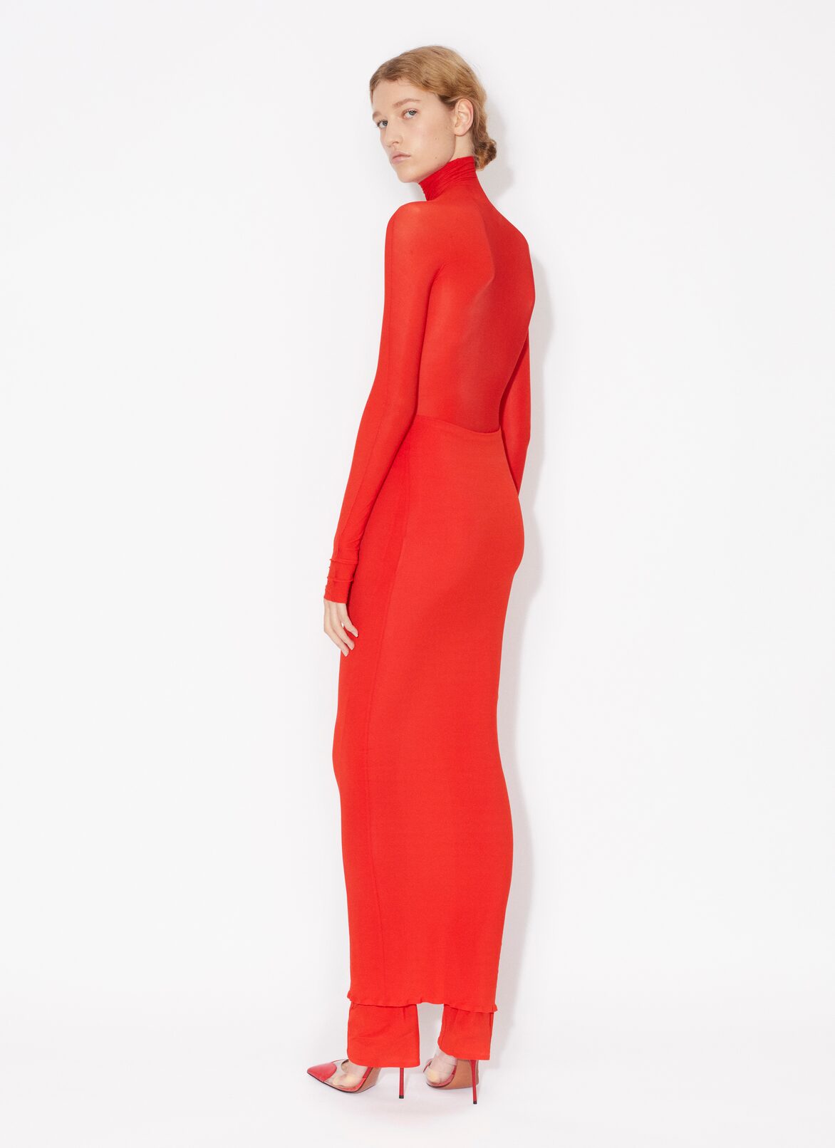 Sheer body in jersey ALAÏA RED SHEER BODY IN JERSEY